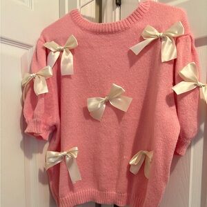 BiBi Soft Pink Sweater with Cream Bows